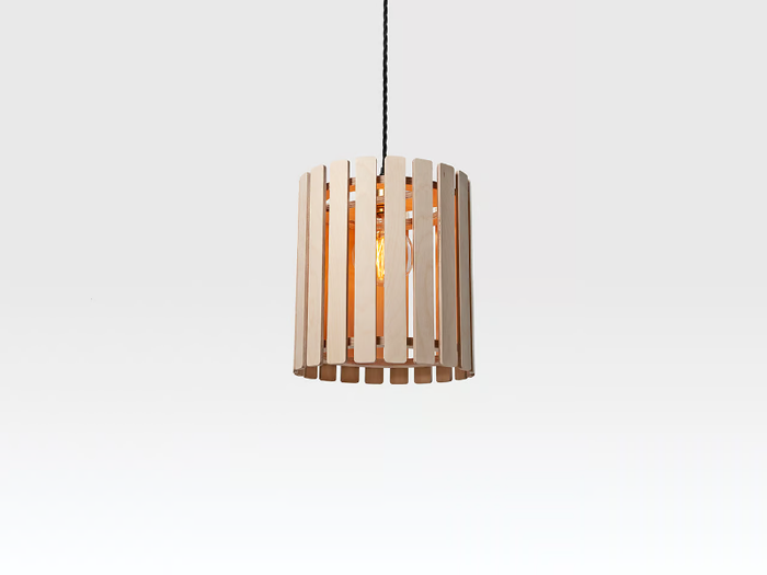 BRIHAM SMALL DRUM - Plywood pendant lamp _ Liqui Contracts